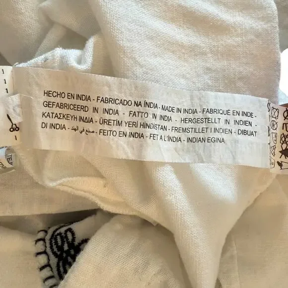 Free People Fairground Thermal Folk Boho Cream Long Bell Statement Sleeve Top XS - Picture 9 of 10